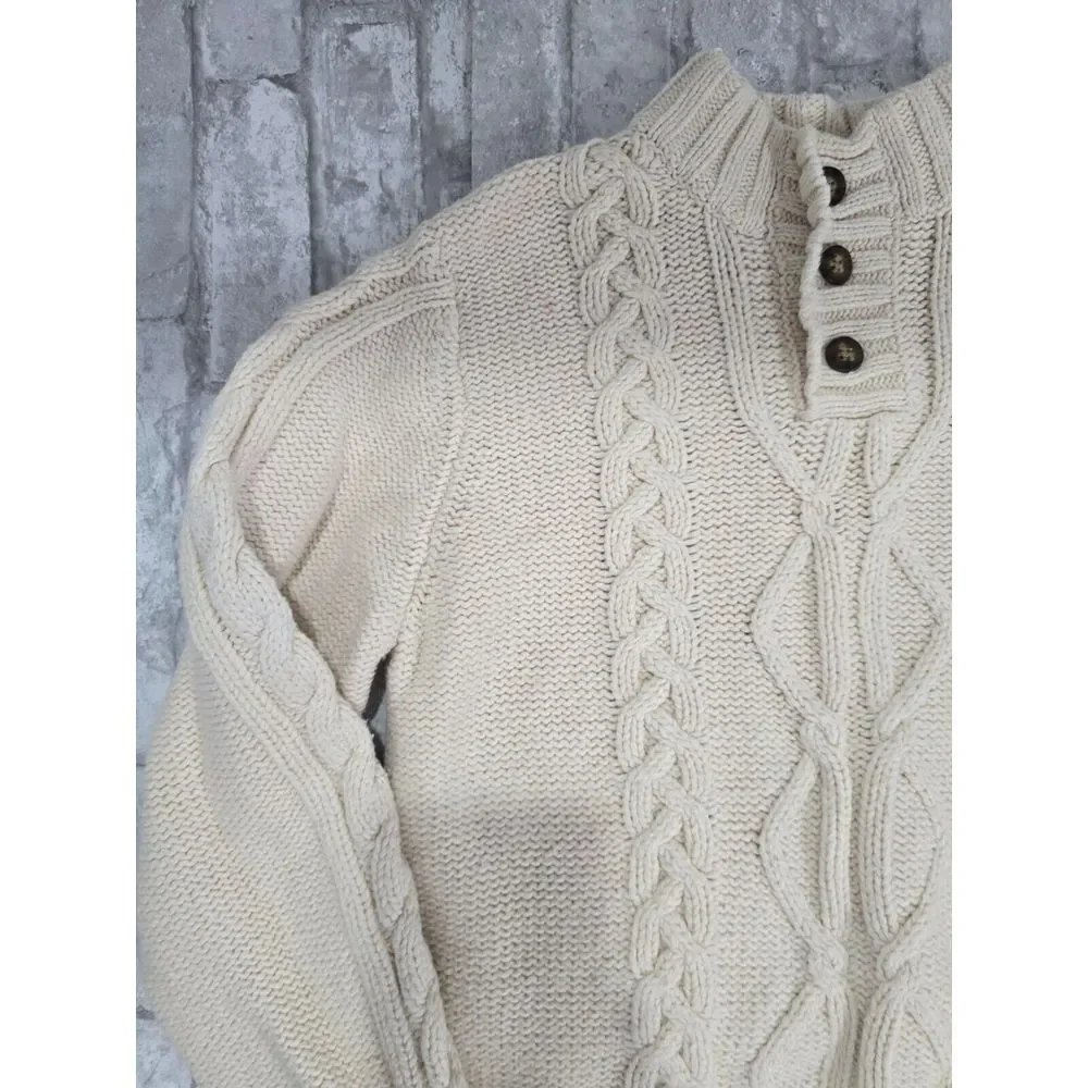 Wool Blend Cable Knit Off‎ White 14/16 Osh Kosh Knit Sweater 1/4 Button